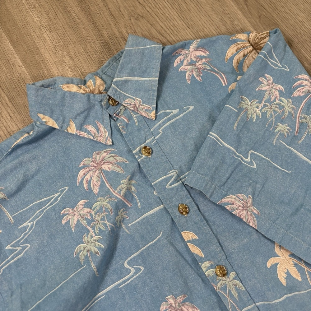 Cooke Street Honolulu Hawaiian Button Up Shirt Men's Small Blue Palm Trees